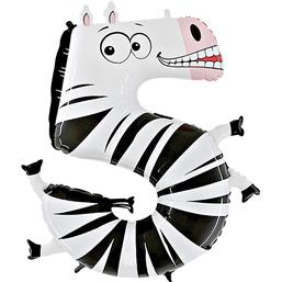 Diverse: Ballon Tal med dyr 5 Zebra 100 cm