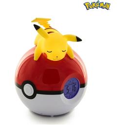 PokémonPikachu på Pokeball Vækkeur med Lys 18 cm